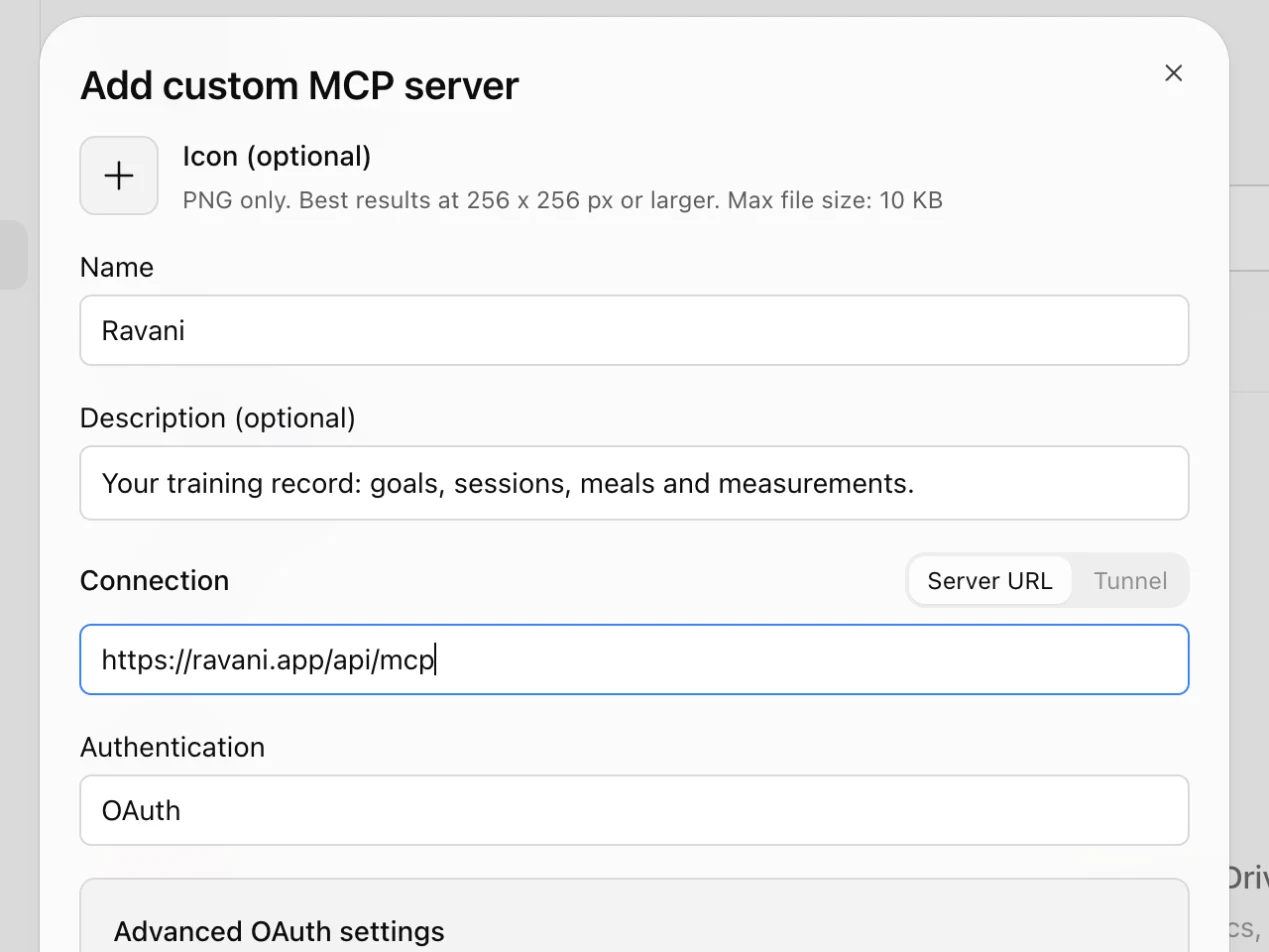 ChatGPT: Paste the Server URL